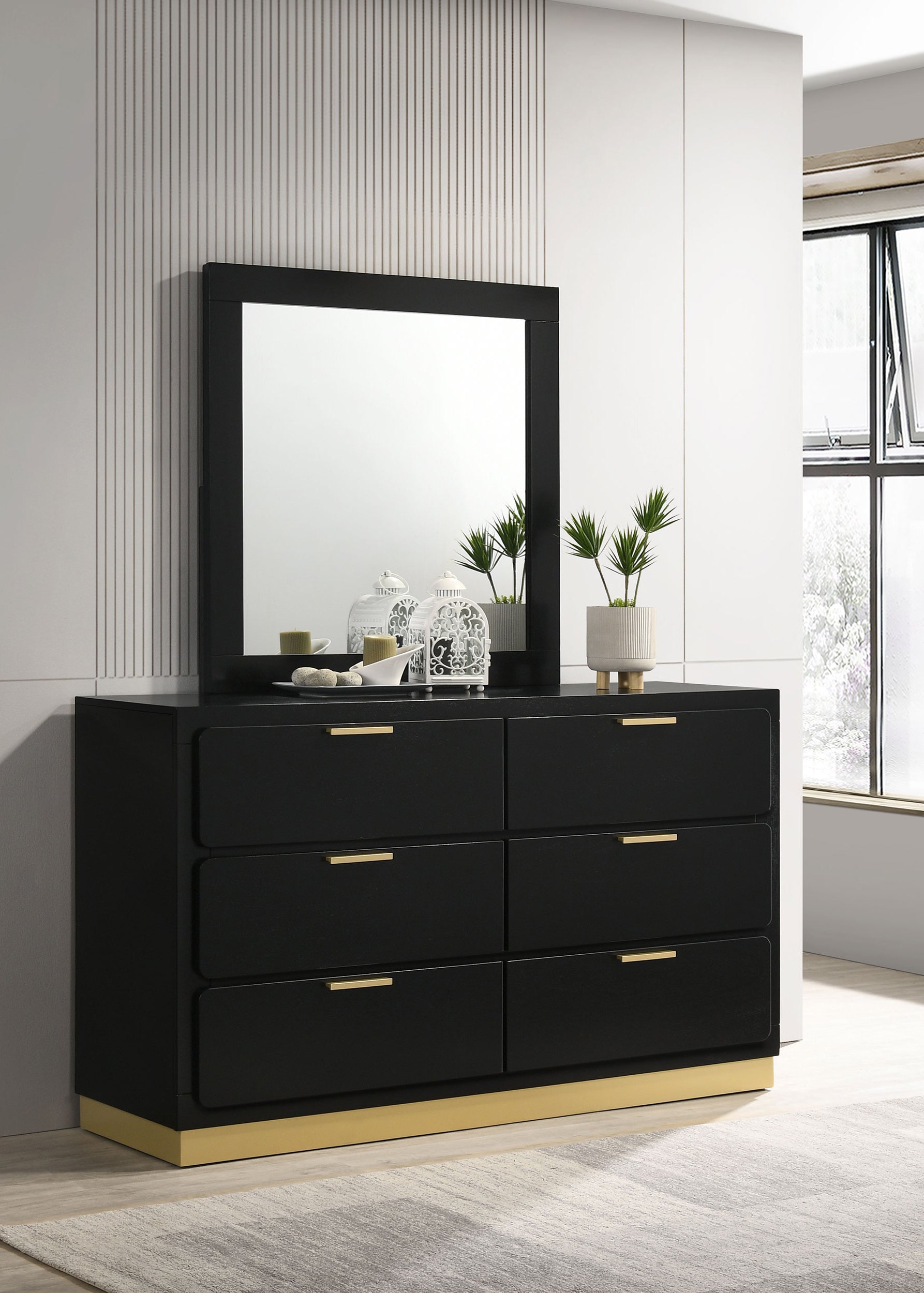 modern dresser with mirror and shelves FUFU&GAGA Wood LED Push-Pull Mirror Dresser with 5-Drawers, Stool and 3-Tier Storage Shelves(53.5 H x 39.4 W x 19.7 D in.)