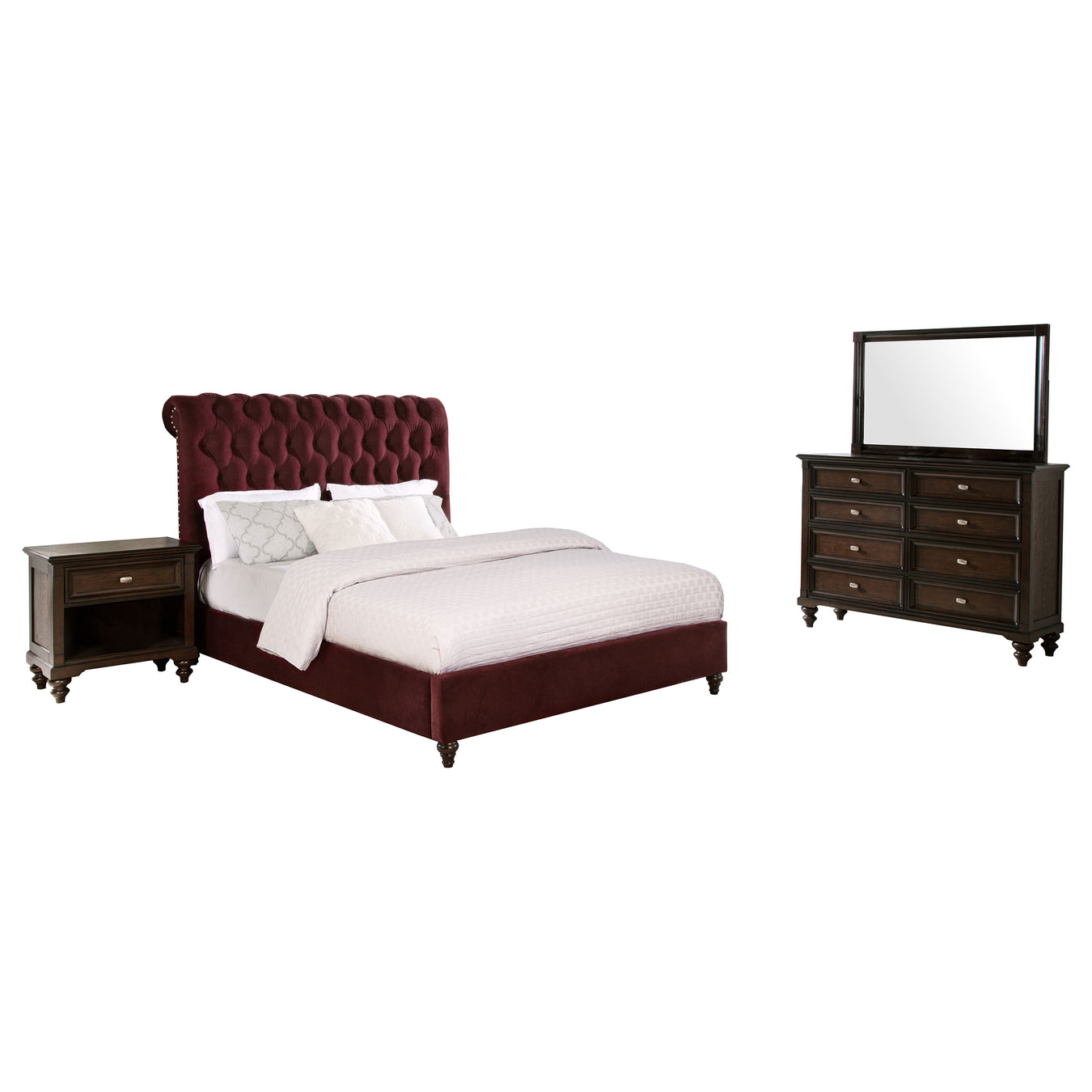 Wine Red / Dark Oak