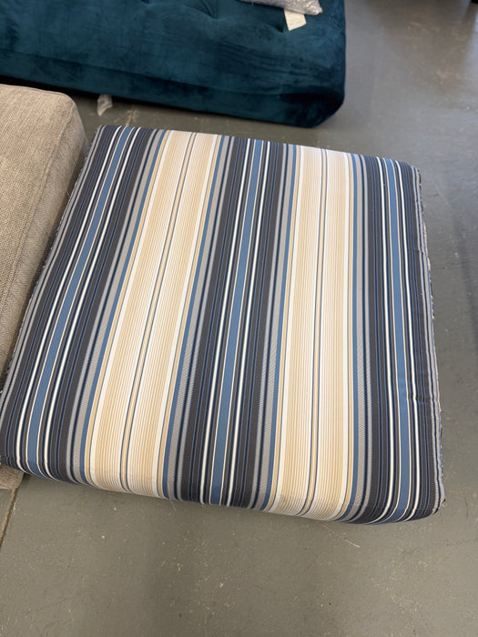 Blue Cream Striped Ottoman