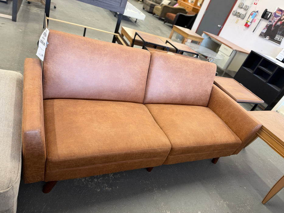 Brown Leather Loveseat