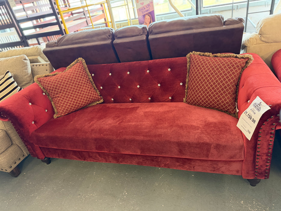 Red Velvet Sofa